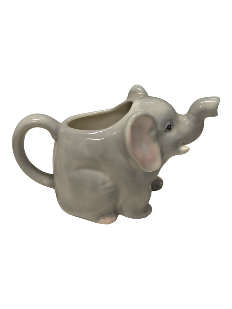 Lot of Two Decorative Elephant Figurines – Ceramic Creamer & Porcelain Figurine