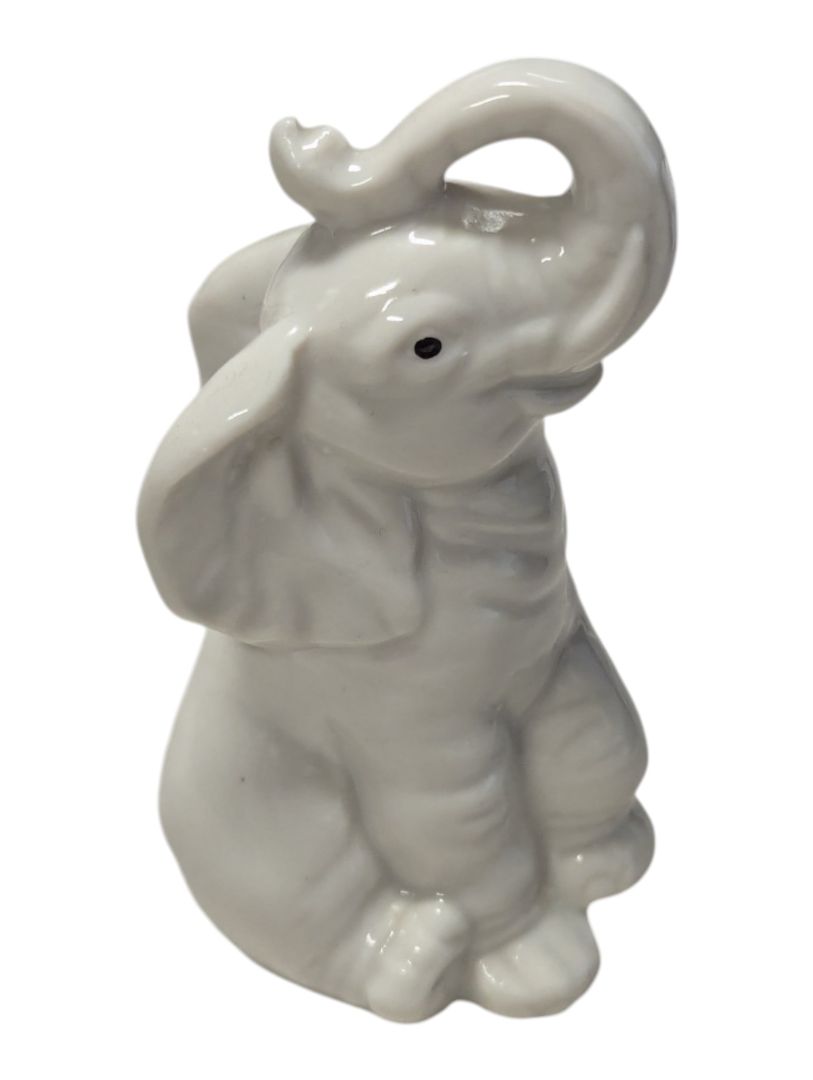Lot of Two Decorative Elephant Figurines – Ceramic Creamer & Porcelain Figurine