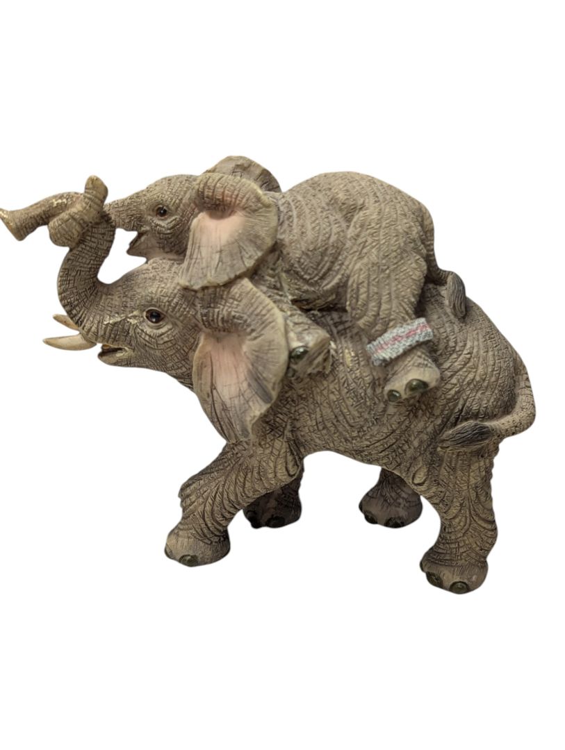 Lot of Two Decorative Elephant Figurines – Resin 