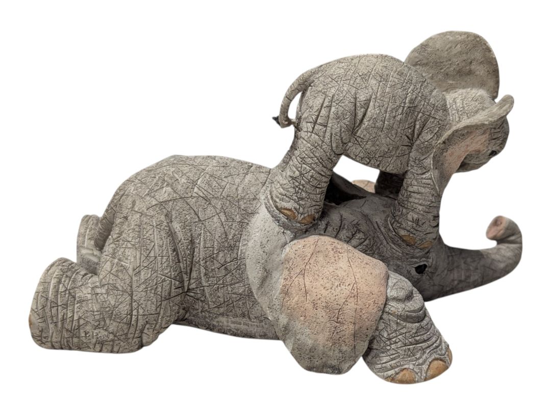 Lot of Two Decorative Elephant Figurines – Resin 