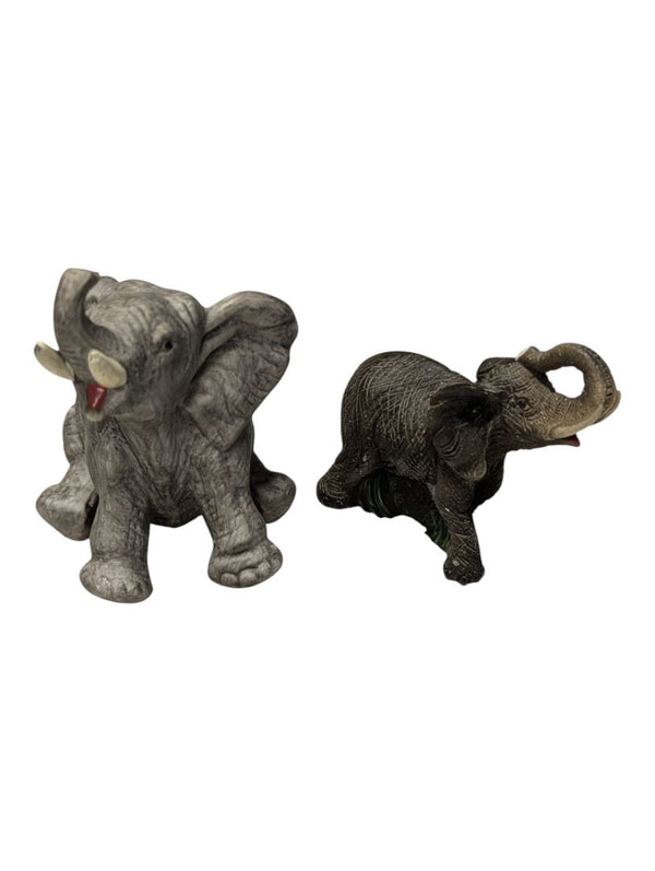 Lot of Two Decorative Elephant Figurines – Resin Statues