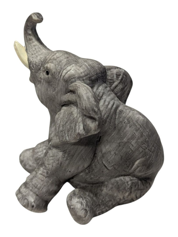 Lot of Two Decorative Elephant Figurines – Resin Statues