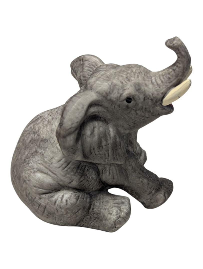 Lot of Two Decorative Elephant Figurines – Resin Statues