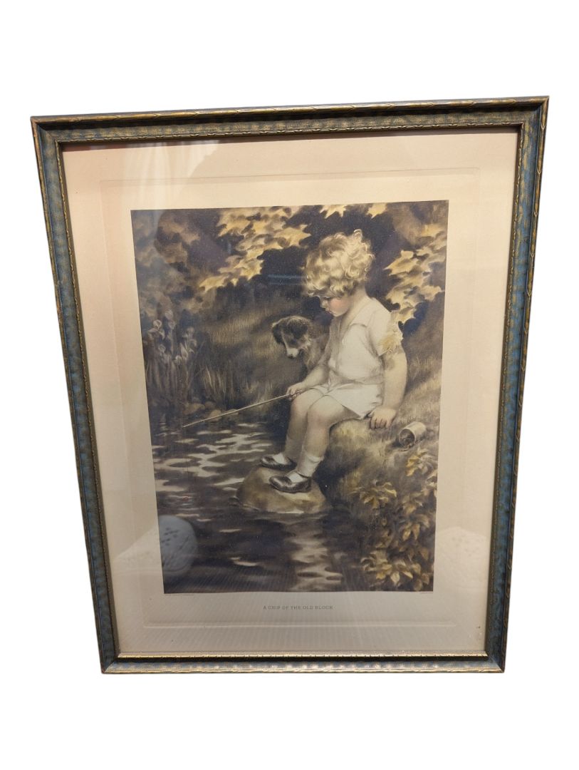 Vintage “A Chip of the Old Block” Framed Gutmann & Gutmann Print