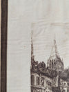 Vintage European Cathedral Street Scene Etching on Mat Board