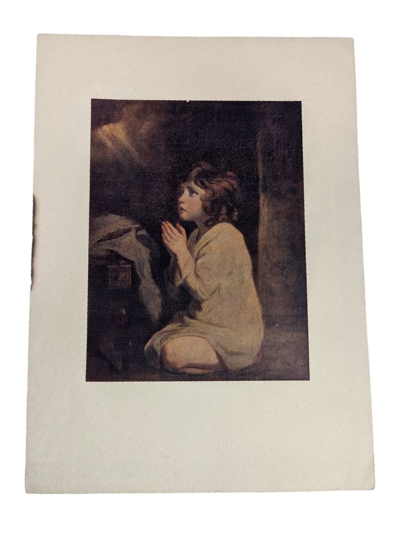 Vintage “The Infant Samuel at Prayer” Religious Art Print – After Sir Joshua Reynolds