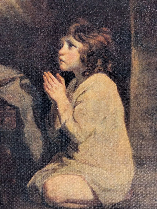 Vintage “The Infant Samuel at Prayer” Religious Art Print – After Sir Joshua Reynolds