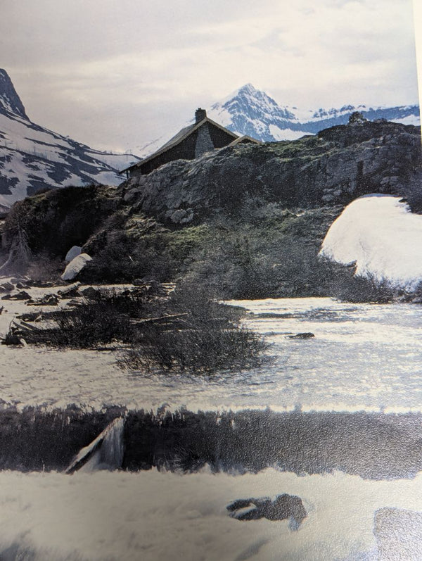 Snow-Covered Mountain and Waterfall Landscape Photographic Print