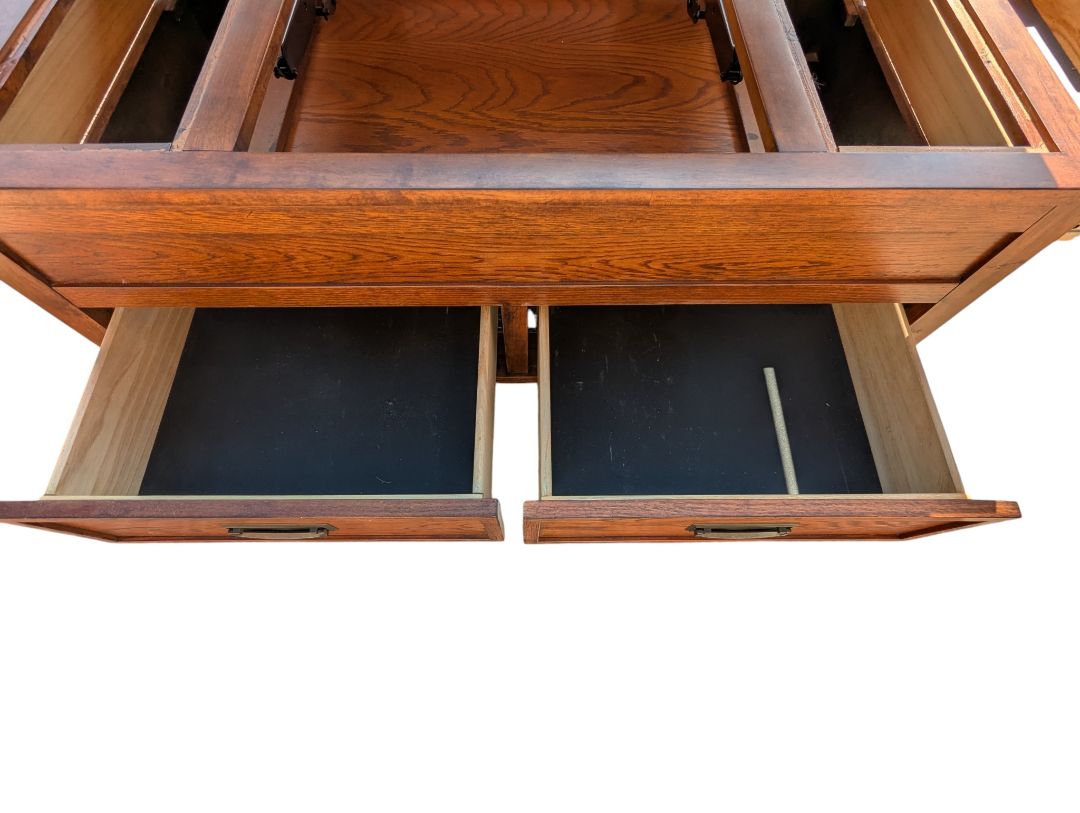 Oak Lift-Top Coffee Table with Four Drawers & Hidden Storage