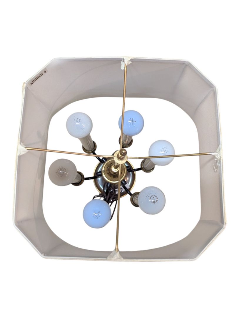 Vintage Lumiray Six-Light Candelabra Table Lamp with Fabric Shade