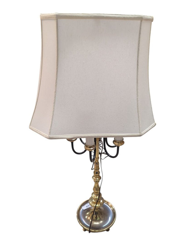 Vintage Lumiray Six-Light Candelabra Table Lamp with Fabric Shade