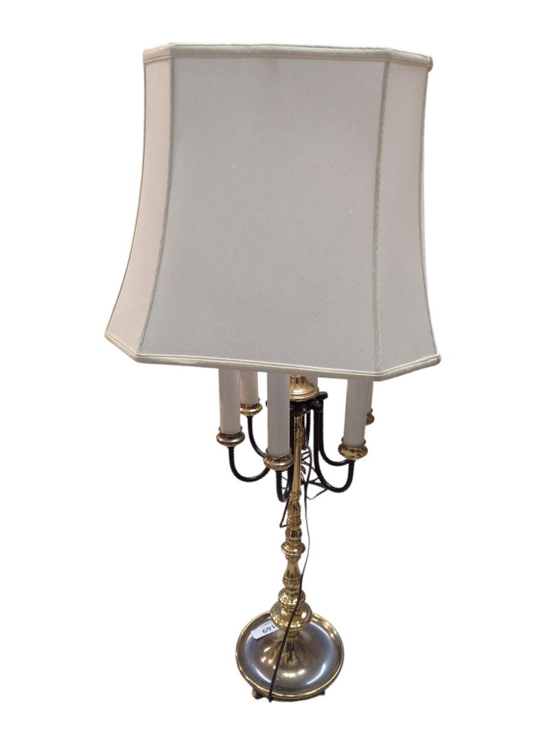 Vintage Lumiray Six-Light Candelabra Table Lamp with Fabric Shade