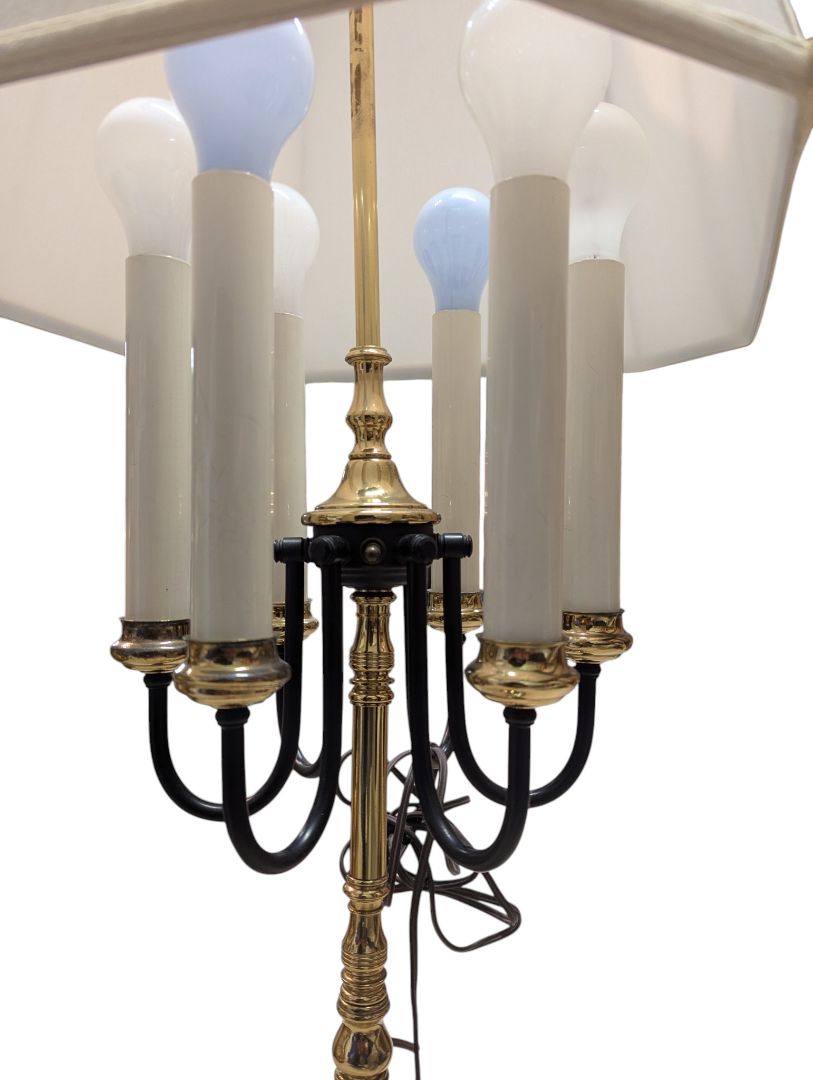 Vintage Lumiray Six-Light Candelabra Table Lamp with Fabric Shade