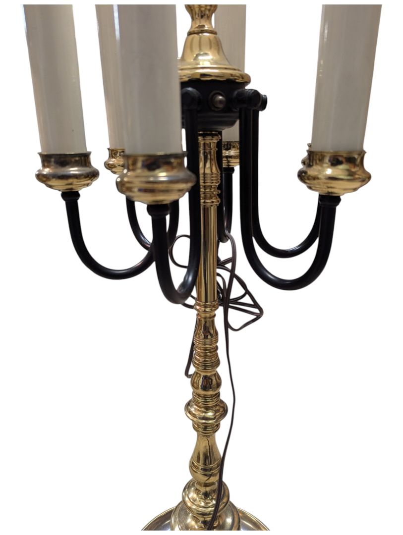 Vintage Lumiray Six-Light Candelabra Table Lamp with Fabric Shade