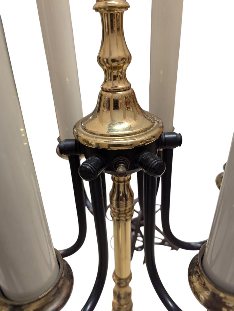 Vintage Lumiray Six-Light Candelabra Table Lamp with Fabric Shade