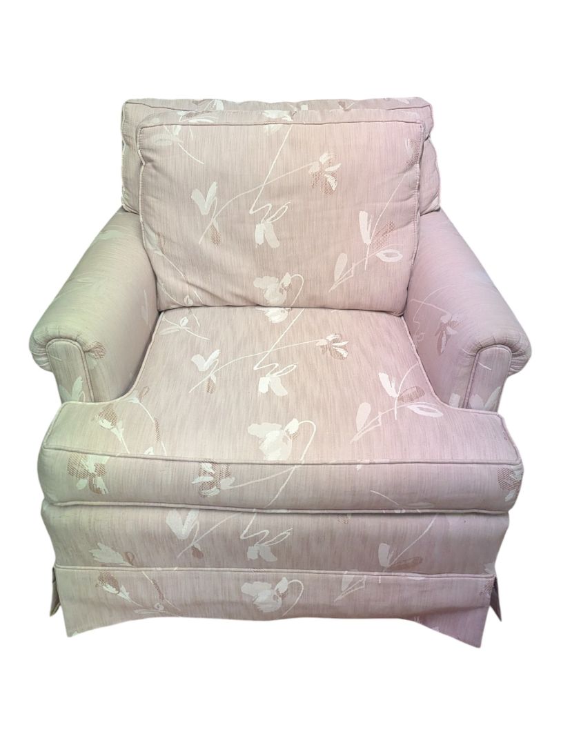 Upholstered Floral Armchair with Matching Ottoman