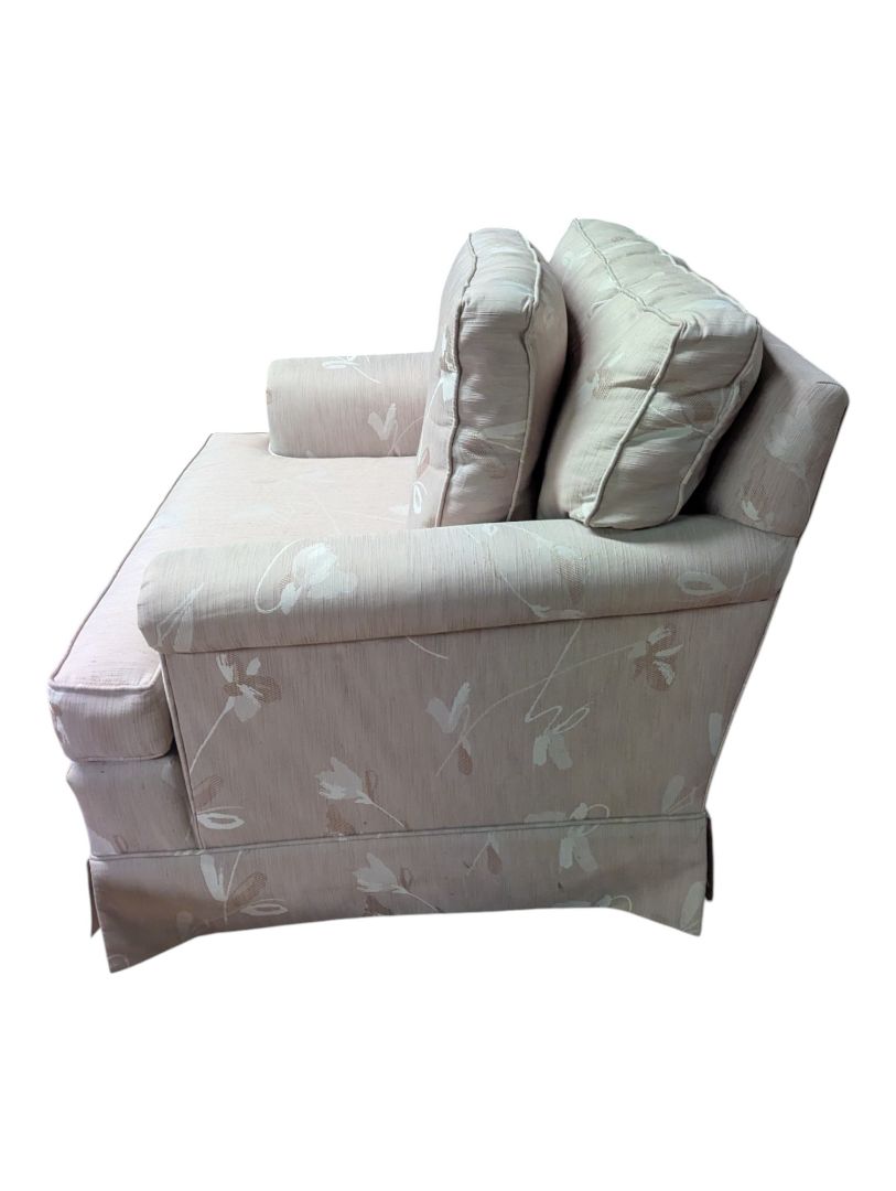 Upholstered Floral Armchair with Matching Ottoman