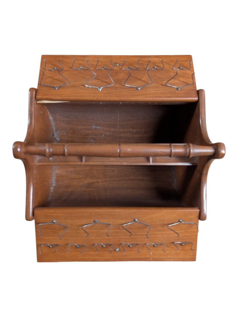 Vintage Wood Sewing / Knitting Stand with Folding Storage Compartments