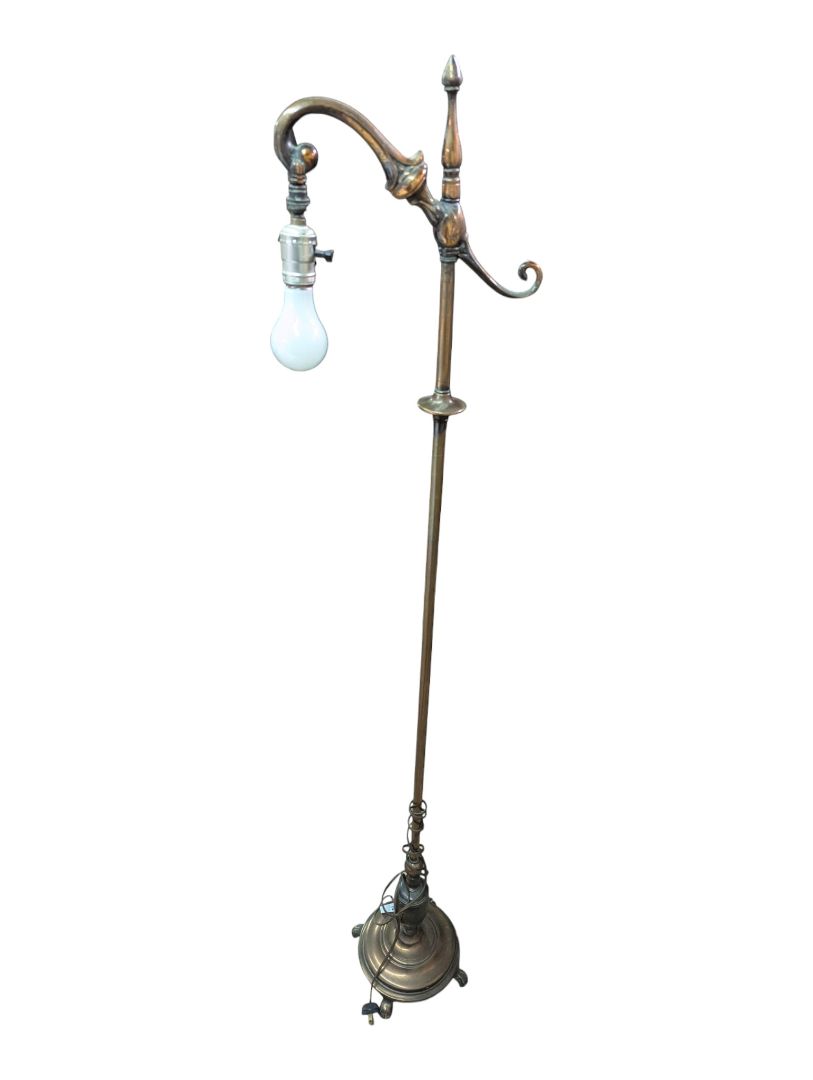 Vintage Brass Bridge Arm Floor Lamp
