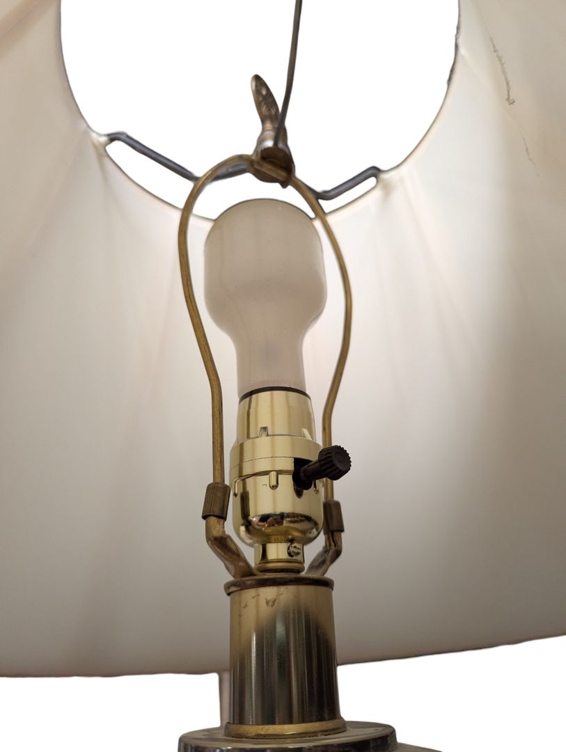 Vintage Brass & Ceramic Table Lamp with Shade
