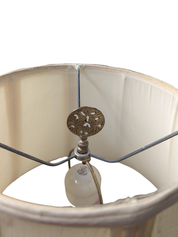 Vintage Brass & Ceramic Table Lamp with Shade
