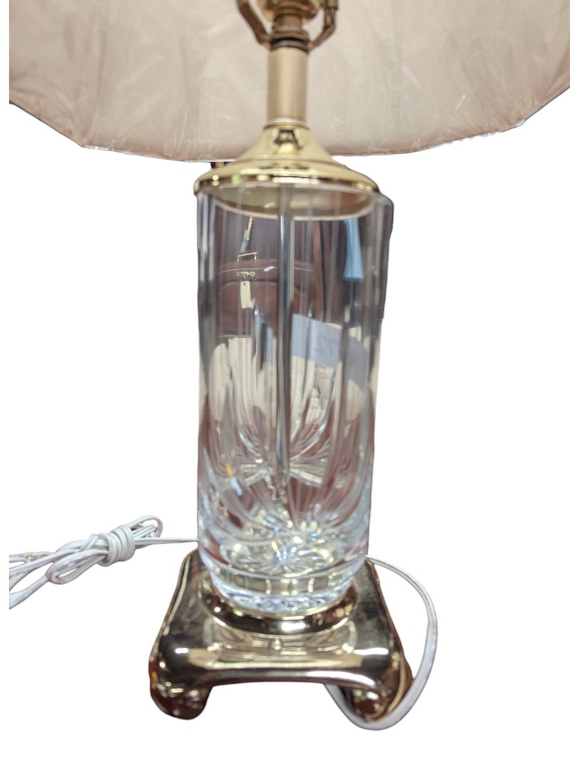 Cut Crystal & Brass-Tone Table Lamp with Shade