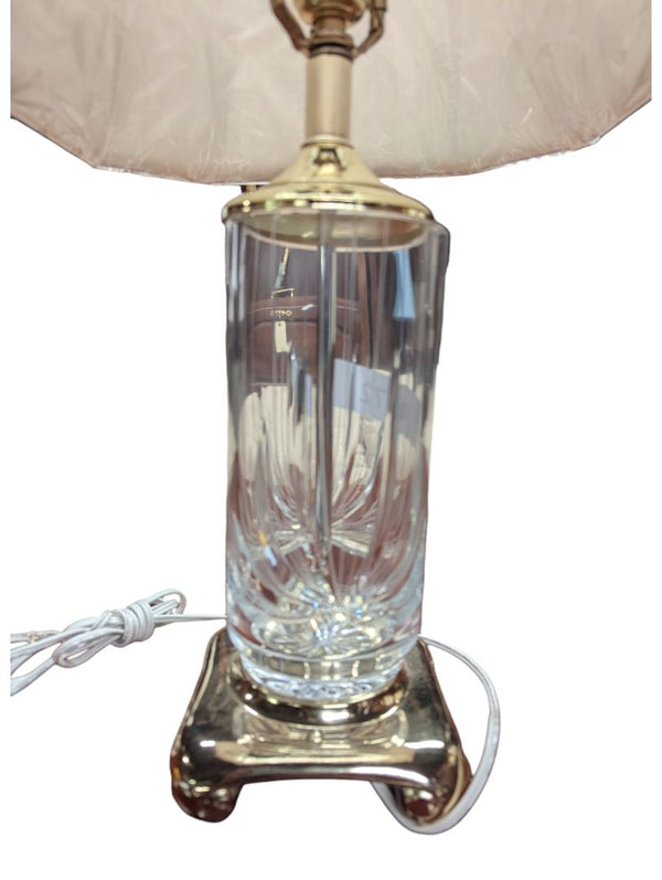 Cut Crystal & Brass-Tone Table Lamp with Shade
