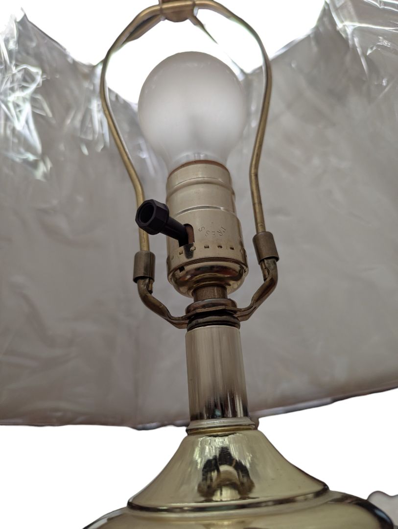 Cut Crystal & Brass-Tone Table Lamp with Shade