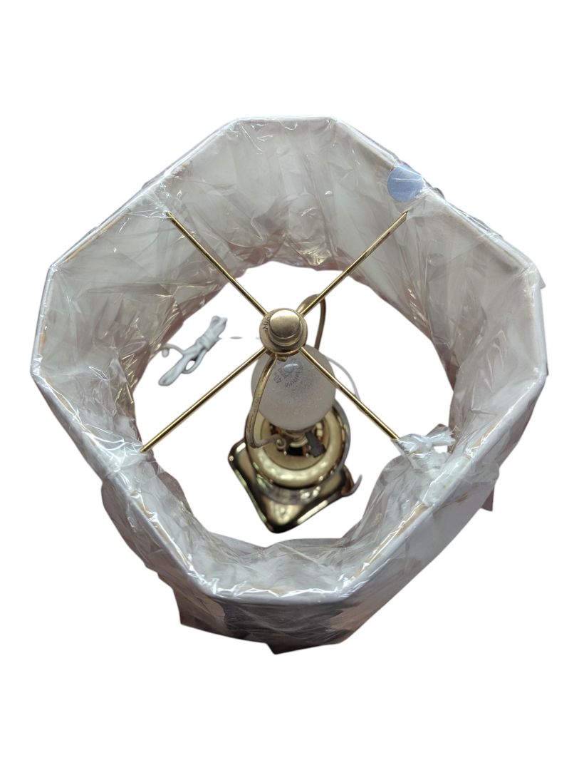 Cut Crystal & Brass-Tone Table Lamp with Shade