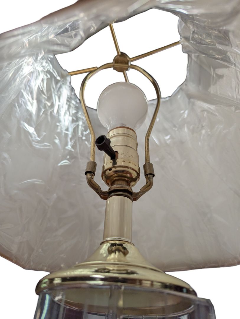 Cut Crystal & Brass-Tone Table Lamp with Shade
