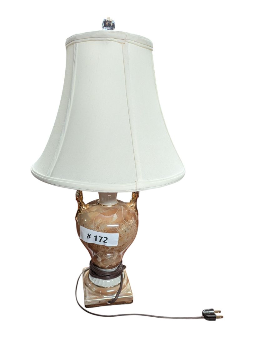 Vintage Porcelain Amphora Table Lamp with Shade