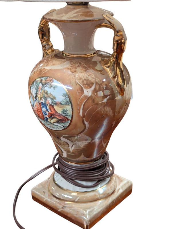 Vintage Porcelain Amphora Table Lamp with Shade