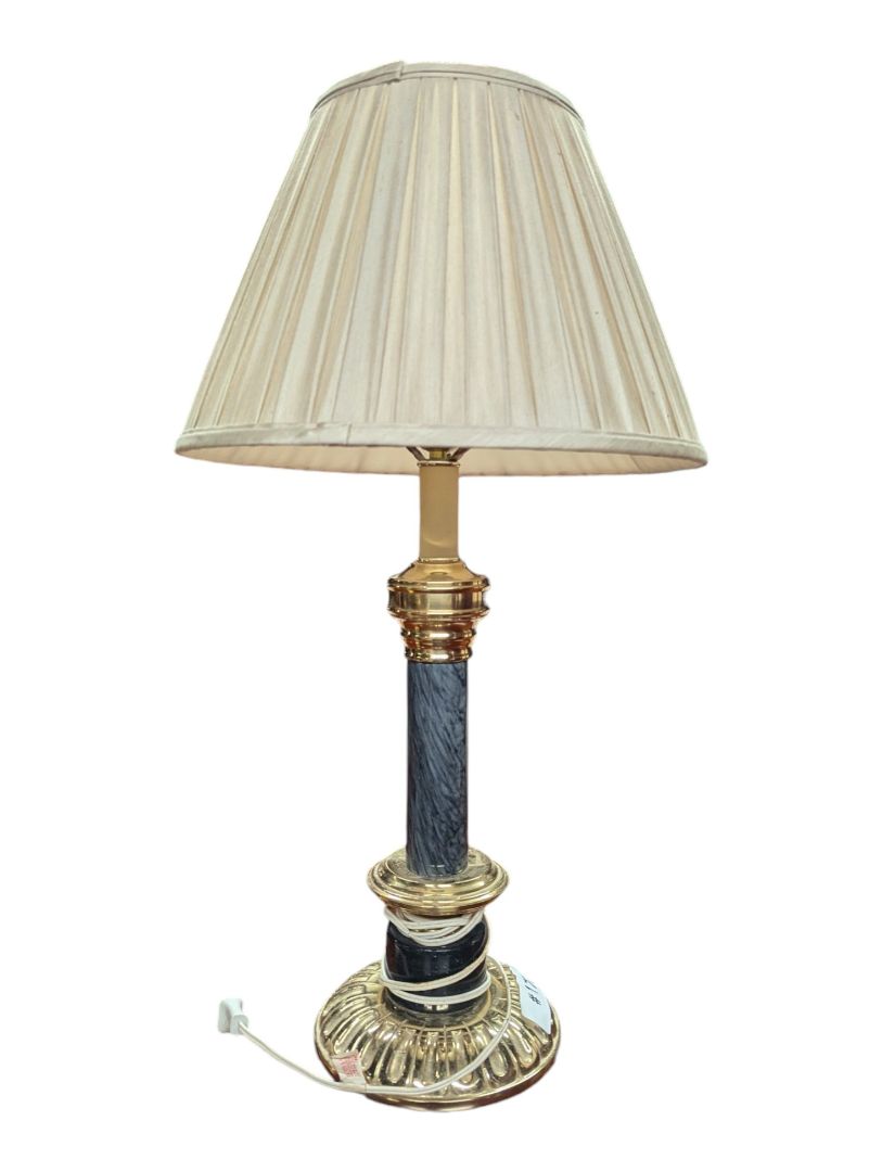 Vintage Marble-Style Column Table Lamp