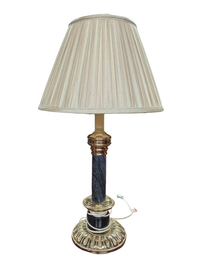 Vintage Marble-Style Column Table Lamp