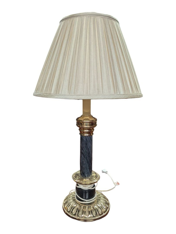 Vintage Marble-Style Column Table Lamp