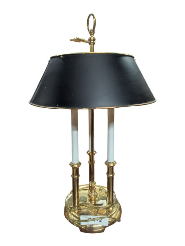 Vintage Brass Bouillotte-Style Three-Light Table Lamp