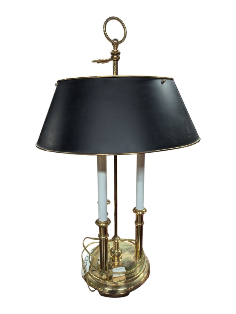 Vintage Brass Bouillotte-Style Three-Light Table Lamp