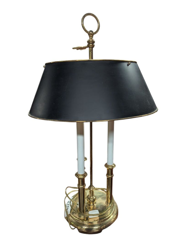 Vintage Brass Bouillotte-Style Three-Light Table Lamp