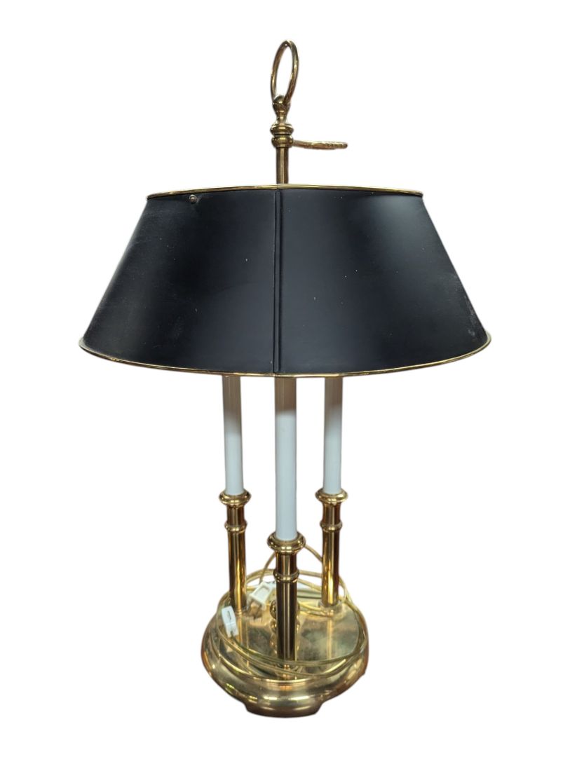 Vintage Brass Bouillotte-Style Three-Light Table Lamp