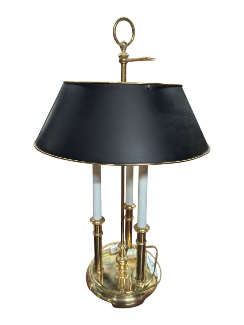 Vintage Brass Bouillotte-Style Three-Light Table Lamp