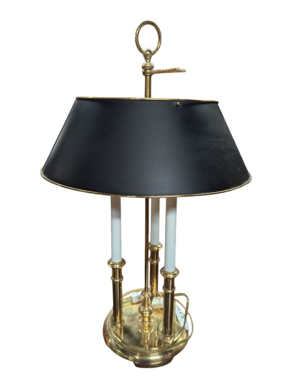 Vintage Brass Bouillotte-Style Three-Light Table Lamp