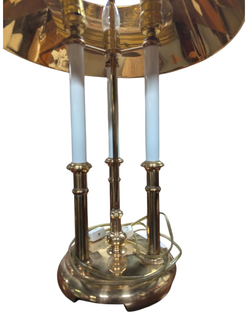 Vintage Brass Bouillotte-Style Three-Light Table Lamp