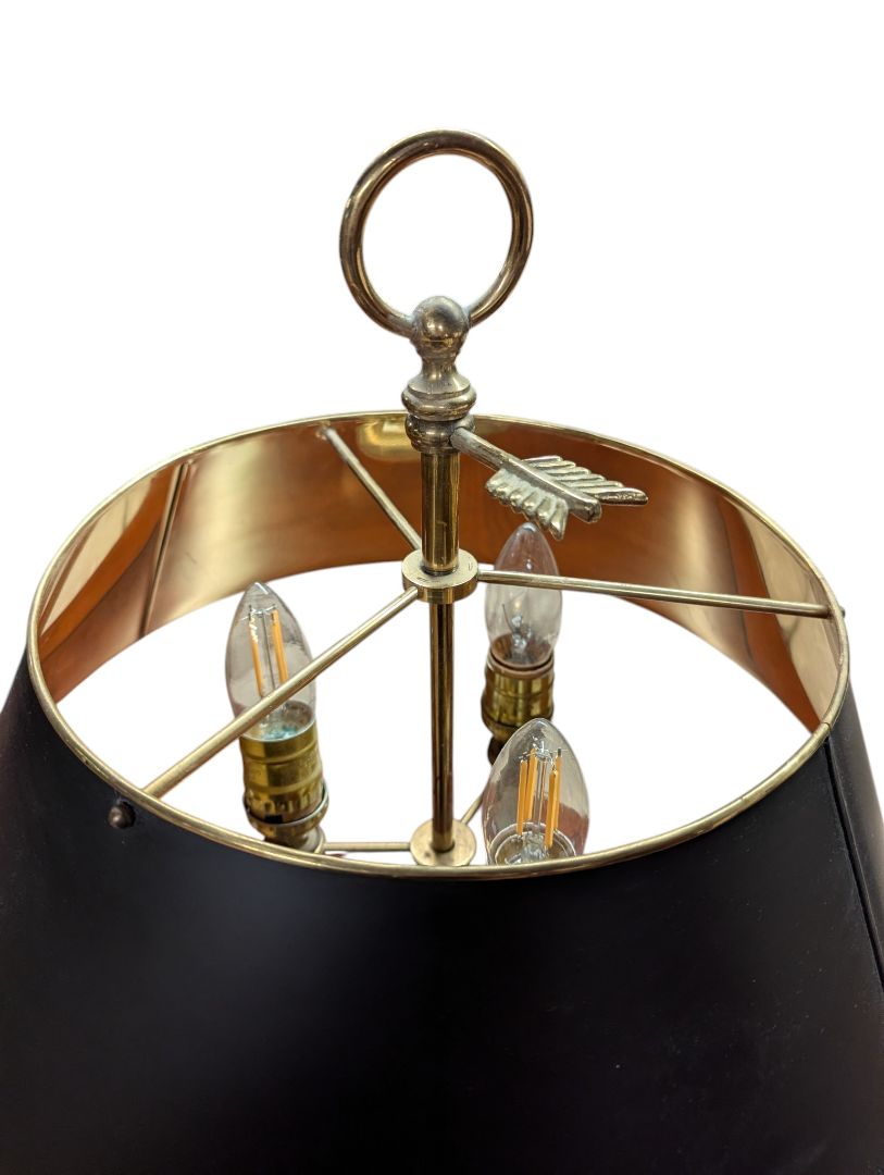 Vintage Brass Bouillotte-Style Three-Light Table Lamp