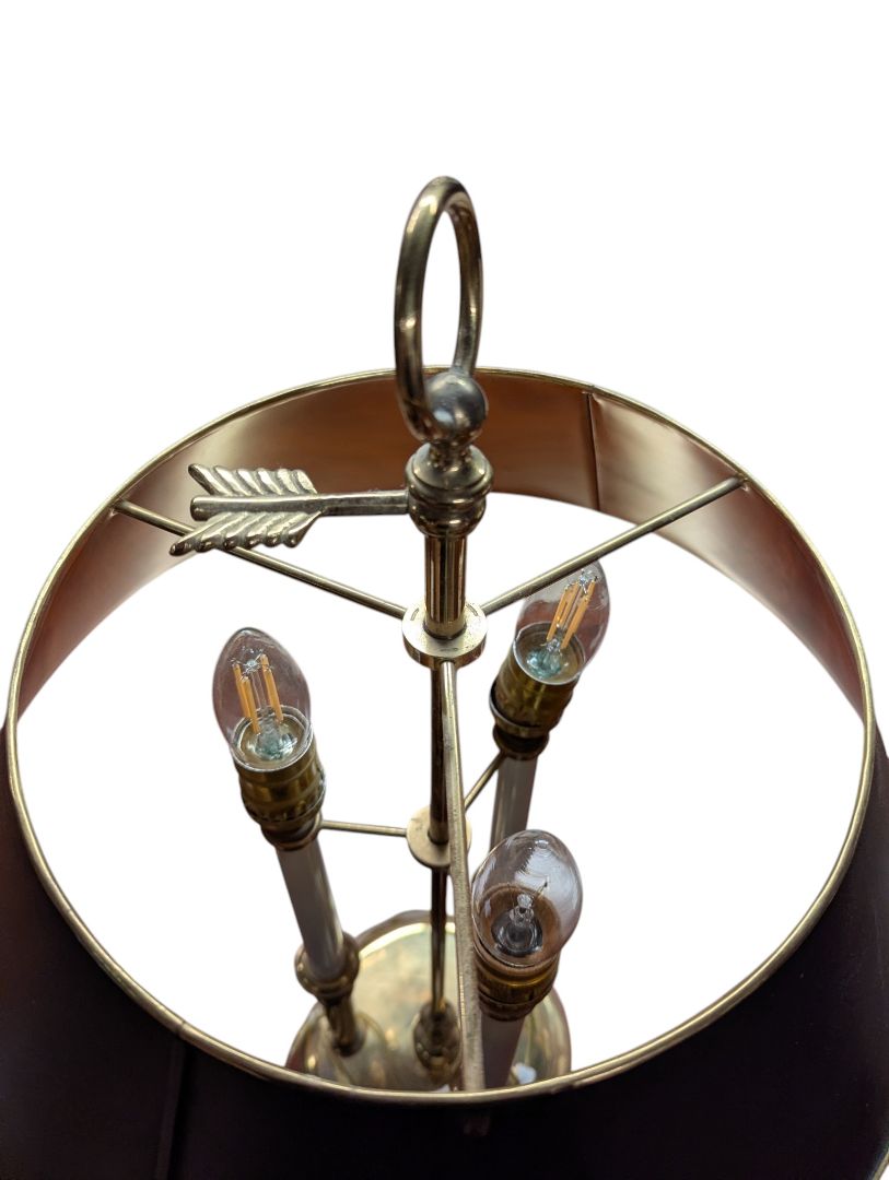 Vintage Brass Bouillotte-Style Three-Light Table Lamp
