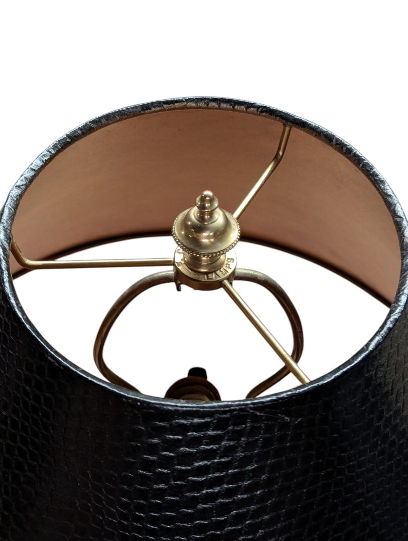 Pair of Frederick Cooper Brass & Black Table Lamps