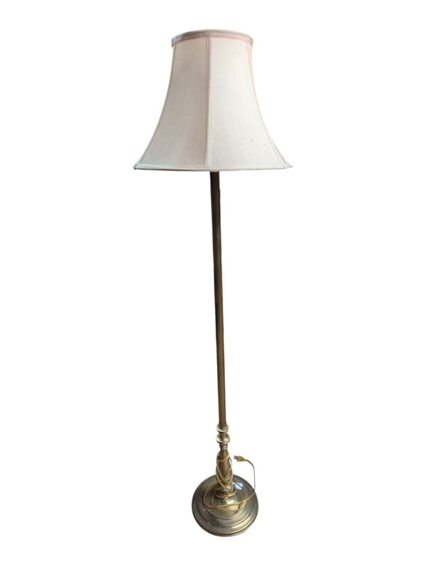 Vintage Brass-Tone Floor Lamp with Bell Shade