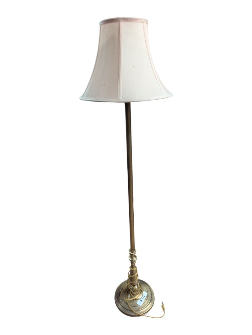 Vintage Brass-Tone Floor Lamp with Bell Shade