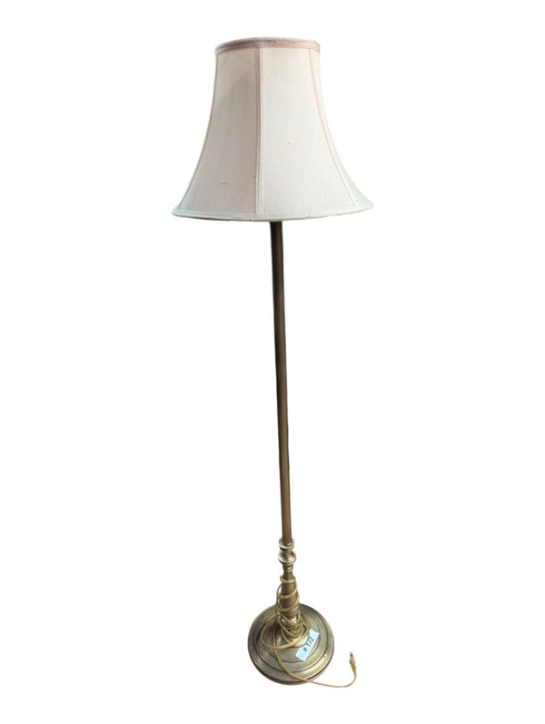 Vintage Brass-Tone Floor Lamp with Bell Shade