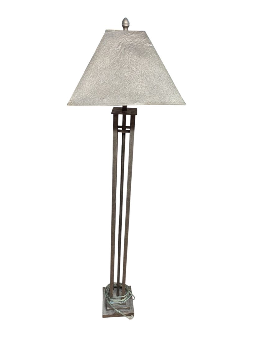 Traditional Metal Floor Lamp with Square Shade