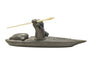 Signed “Thory Canada” Inuit-Style Hunter in Kayak Sculpture
